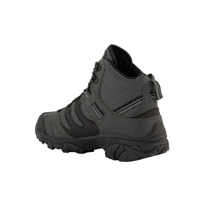 Charcoal/Black Steel Grey | Hi-Tec Men's Tarantula Mid WP. Back Heel View. 