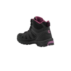 Black Grape Wine | Hi Tec Raven Mid WP Women's Image Showing Back, AngledView.