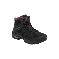 Black Grape Wine | Hi Tec Raven Mid WP Women's Image Showing Side Angled View.