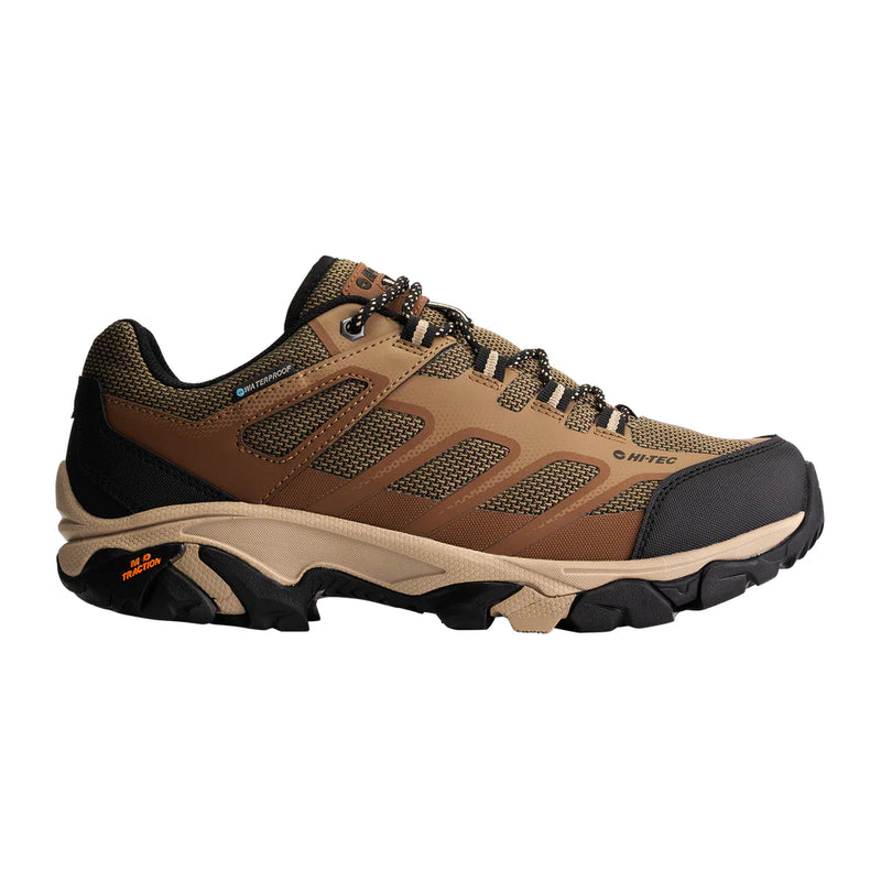Toffee/Tannin | Hi Tec Ravus 2.0 WP Men's Walking Shoe Image Showing Side View.