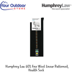 HumpheryLaw 60% Fine Wool Linear Patterned Health Sock | Hero Image Showing All Logos And Titles.