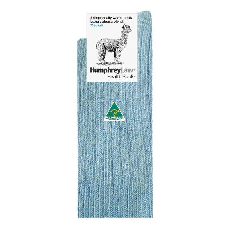 Baby Blue |  HumpheryLaw Alpaca Wool Blend Health Sock Image Showing No Logos Or Titles.