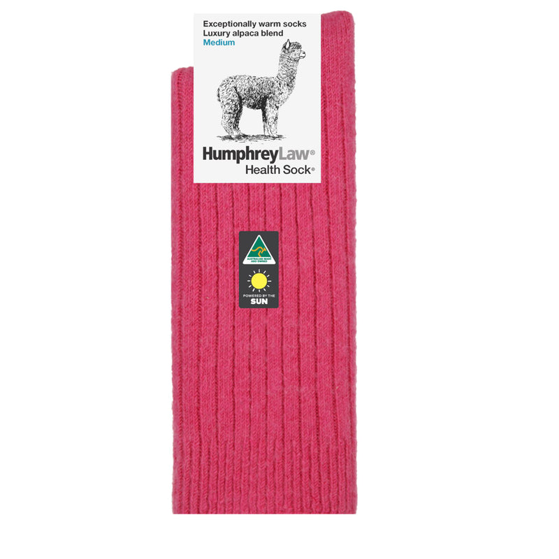 Fuchsia |  HumpheryLaw Alpaca Wool Blend Health Sock Image Showing No Logos Or Titles.