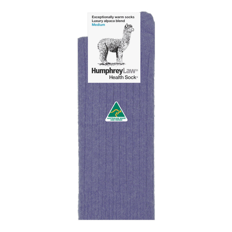 Violet |  HumpheryLaw Alpaca Wool Blend Health Sock Image Showing No Logos Or Titles.