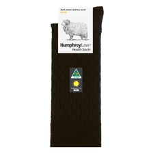 Black | Humphrey Law 95% Fine Merino Wool Quilted Health Sock Image Showing No Logos Or Titles.