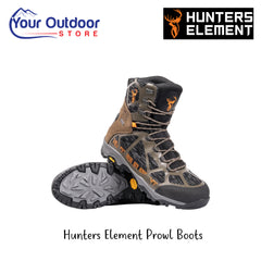 Hunters Element Prowl Boots | Hero Image Showing All Logos And Titles.