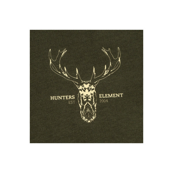 Forest Green | Hunters Element Alpha Stag Tee Image Showing Close Up Of Front Logo.
