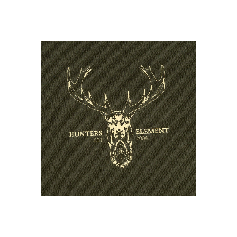 Forest Green | Hunters Element Alpha Stag Tee Image Showing Close Up Of Front Logo.

