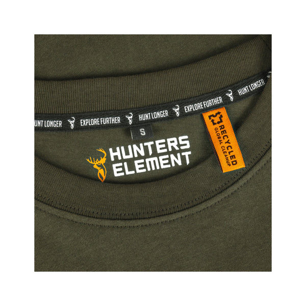 Forest Green | Hunters Element Alpha Stag Tee Image Showing Close Up Of The Neck Line And Tags.