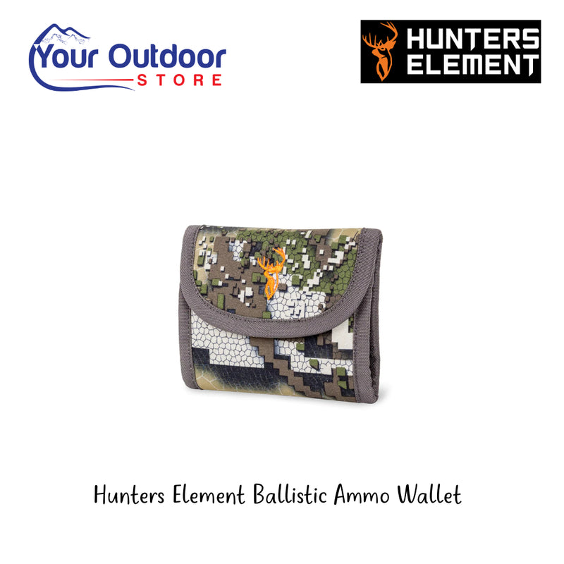 Hunters Element Ballistic Ammo Wallet | Hero Image Showing All Logos And Titles.