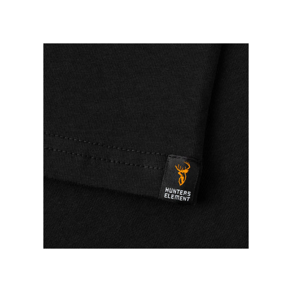 Black | Hunters Element Block Tee Image Showing Close Up View Of Tag On The Sleeve.