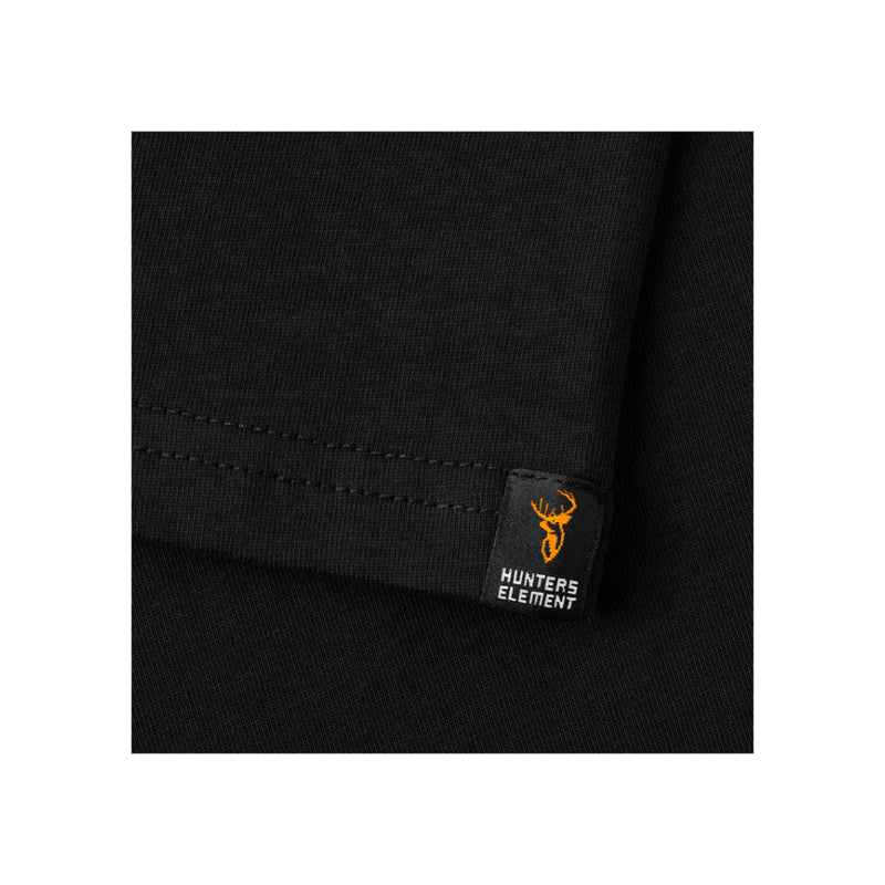 Black | Hunters Element Block Tee Image Showing Close Up View Of Tag On The Sleeve.