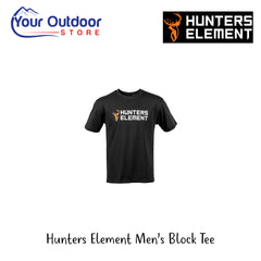 Hunters Element Block Tee | Hero Image Showing All Logos And Titles.