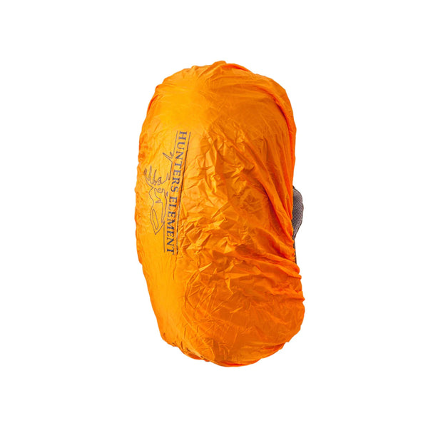 Blaze Orange Rain Cover | Hunters Element Boundary 35L Pack Image Displaying Pack In Rain Cover.