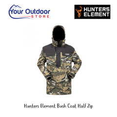 Hunters Element Bush Coat Half Zip | Hero Image Showing Logos and Titles.