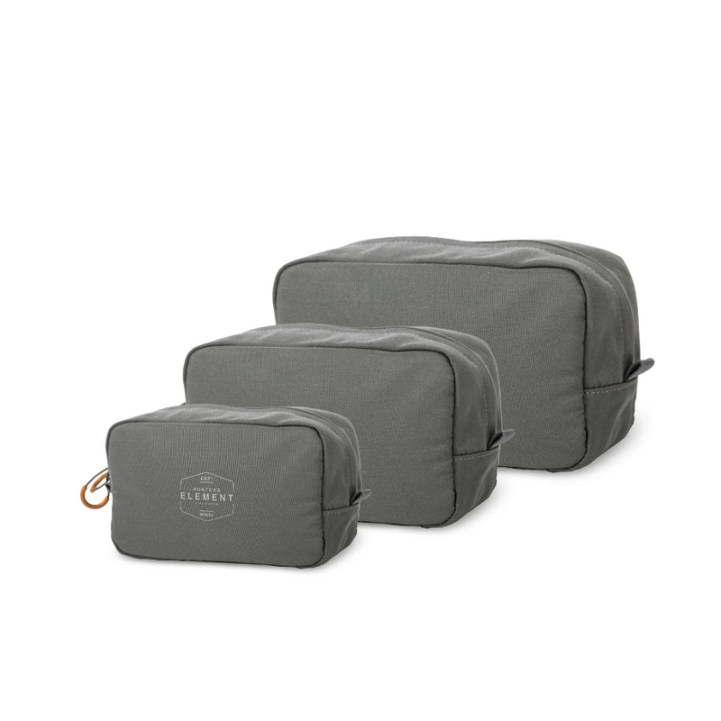 Charcoal | Hunters Element Caliber Pouch Image Showing All Three Sizes.