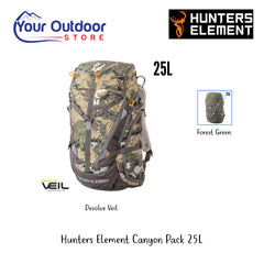 Hunters Element Canyon Pack 25L | Hero Image Displaying All Logos, Titles Ans Variants.