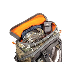 Desolve Veil | Hunters Element Canyon Pack 25L Image Displaying Close Up View Of The Top Pocket Unzipped And Open.