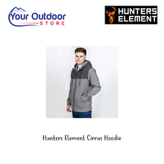 Hunters Element Cirrus Hoodie. Hero Image Showing Logos and Title. 