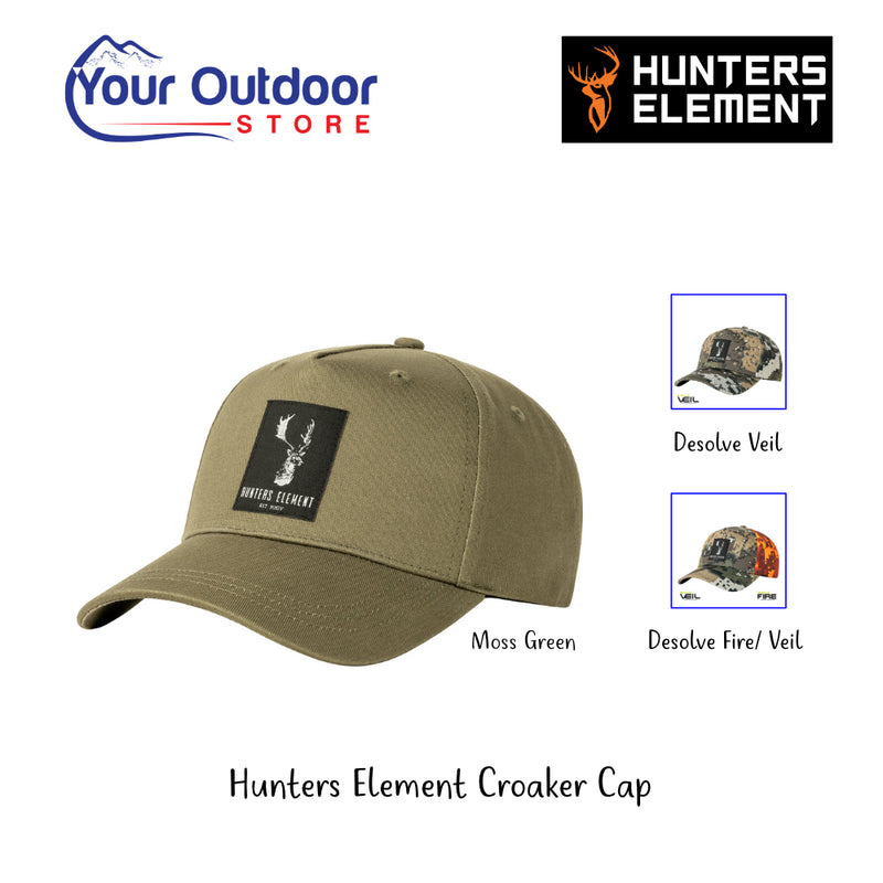 Hunters Element Croaker Cap | Hero Image Displaying All Logos, Titles And Variants.