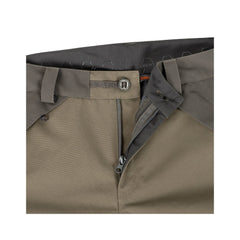Alpine | Hunters Element Deluge Pants Image Showing Close Up View Of Waist Zipper And Button.