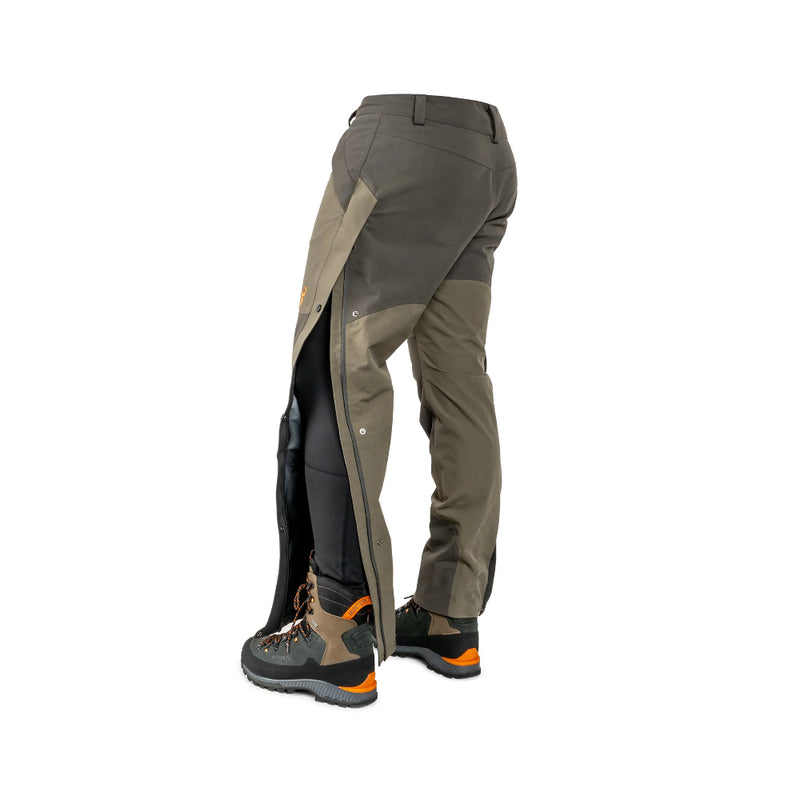 Alpine | Hunters Element Deluge Pants Image Showing Back View, With Side Zippers Open.