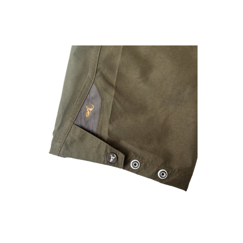 Forest Green | Hunters Element Downpour Elite Image Showing Close Up View Of The Press Button Snaps On The Ankle Of The Pants.