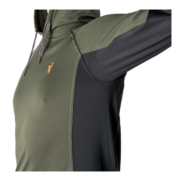 Forest Green | Eclipse Hood - Showing Underarm Breathable Fabric.