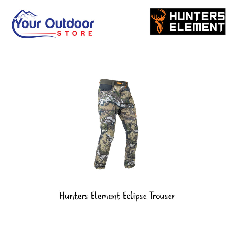 Hunters Element Eclipse Trouser. Hero Image Showing Logos and Title. 