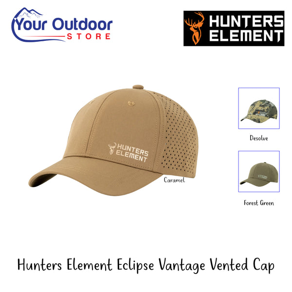 Hunters Element Eclipse Vantage Vented Cap | Hero Image Showing All Logos, Titles And Variants.