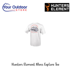 Hunters Element Explore Tee | Hero Image Showing All Logos And Titles.