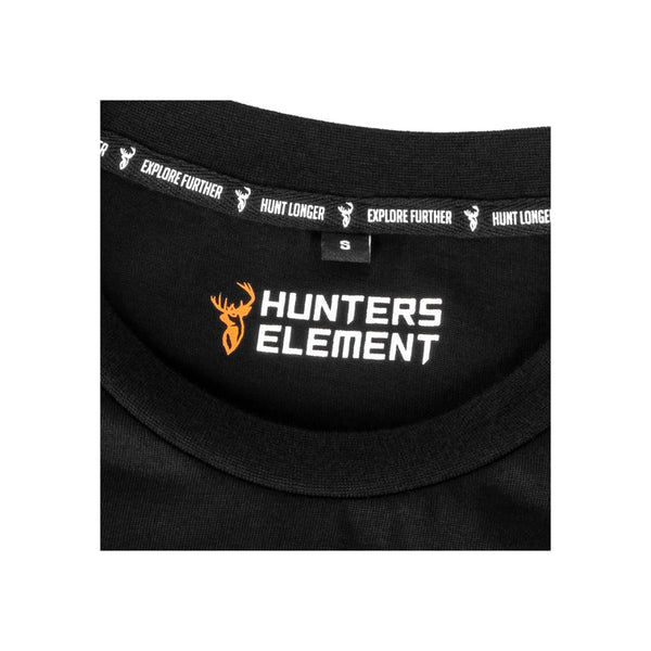 Black | Hunters Element Fallow Skull Tee Image Showing Close Up View Of The Collar And Inner Tag.