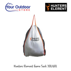 Hunters Element Game Sack 30L/60L | Hero Image Displaying All Logos And Titles.