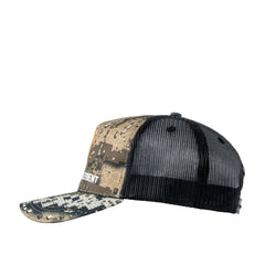 Desolve Veil | Granite Trucker Cap. Side View.