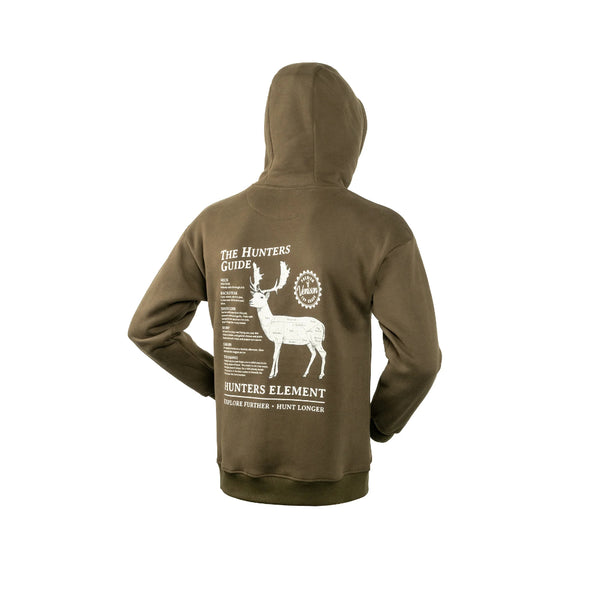 Khaki | Hunters Element Hunters Guide Hoodie Image Showing Back View, No logos Or Titles.