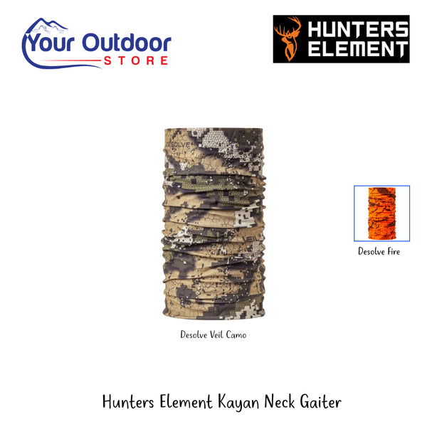 Hunters Element Kayan Neck Gaiter | Hero Image Showing All Logos, Titles And Variants.