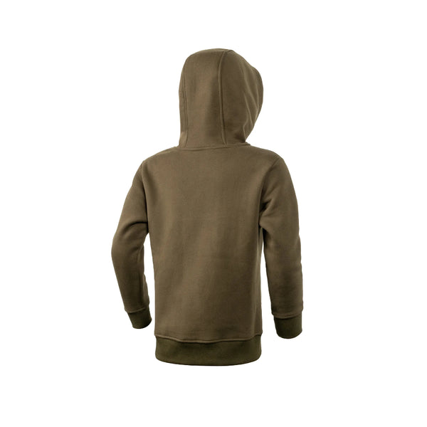 Khaki | Hunters Element Kids Fallow Skull Hoodie Image Showing Back View.