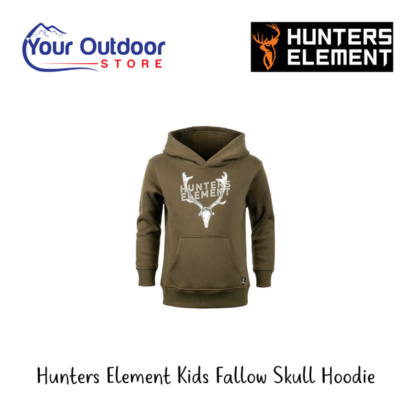 Hunters Element Kids Fallow Skull Hoodie | Hero Image Showing All Logos And Titles.