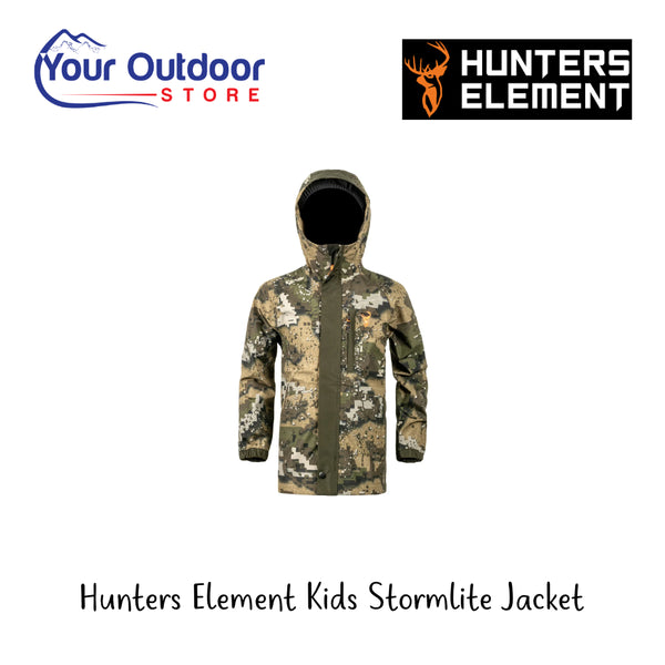 Hunters Element Kids Stormlite Jacket | Hero Image Showing All Logos And Titles.