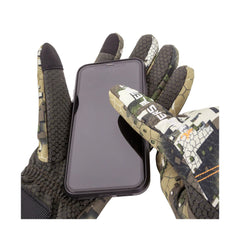 Desolve Veil | Hunters Element Legacy Gloves Image Displaying Touch Screen Compatible Index And Thumb Tips With Phone.