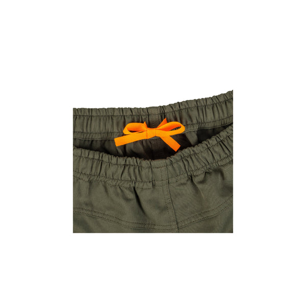 Forest Green | Hunters Element Mainstay Stubbies Image Showing Close Up View Of The Waist Tie, Inside The Stubbies.