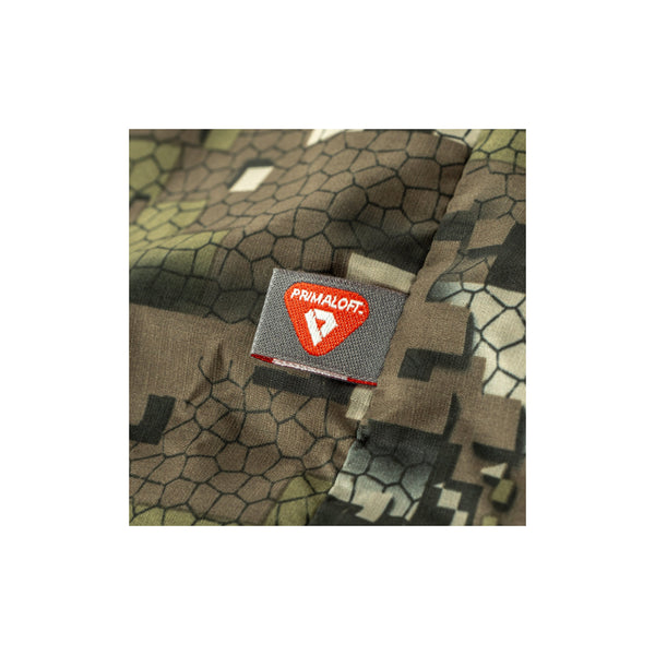 Desolve Veil Camo |  Hunters Element Mens Acclimate Hood  Image Showing Close Up Of The Primaloft Tag.