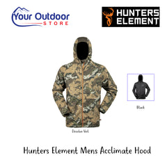 Hunters Element Men's Acclimate Hood | Hero Image Showing All Logos, Variants And Titles.