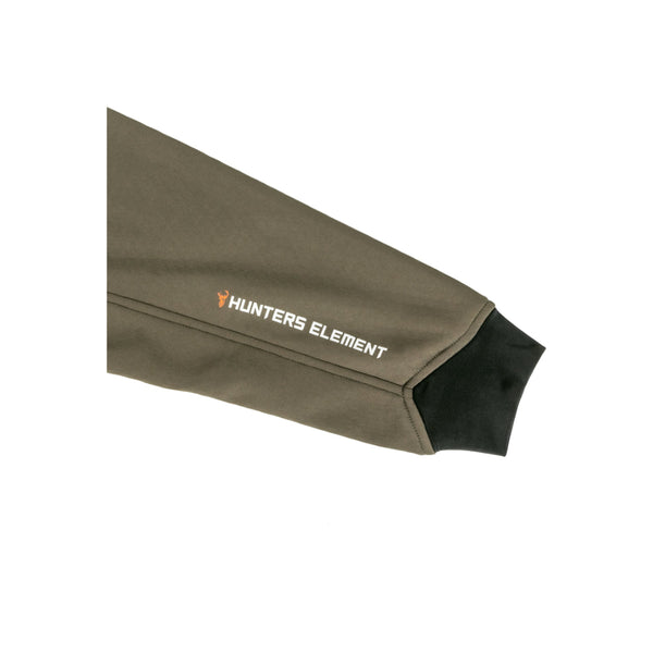 Desolve Veil | Hunters Element Men's Acclimate Top Image Showing Close Up View Of The Wrist Cuff, And Logos.