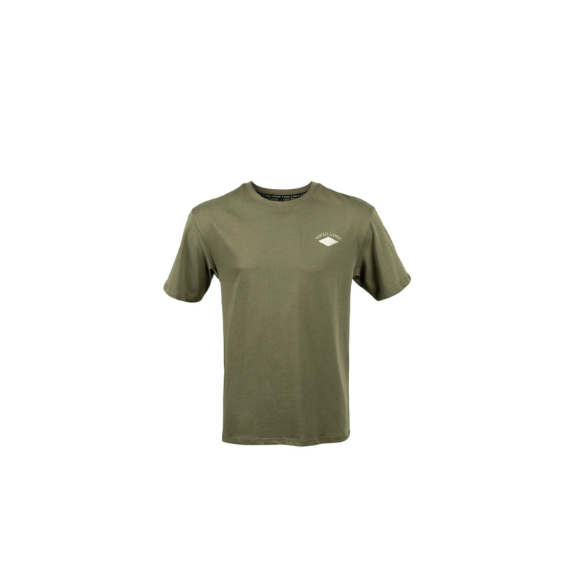Khaki | Hunters Element Mens Lux Tee Image Showing Front View.