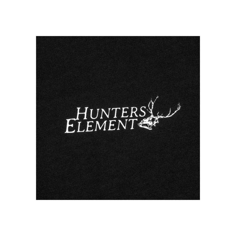 Black | Hunters Element Mens Sign Tee Image Showing Close Up View Of The Front Logo.