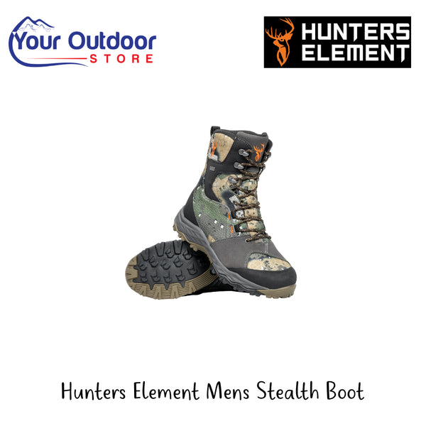 Hunters Element Mens Stealth Boot | Hero Image Showing All Logos And Titles.