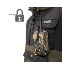 Black/Forest Green | Hunters Element Mens Tusk Bush Coat Image Showing A Angled View, With A  Molle-Compatible Pouch On The Anchorlok Webbing (Pouch Not Included).