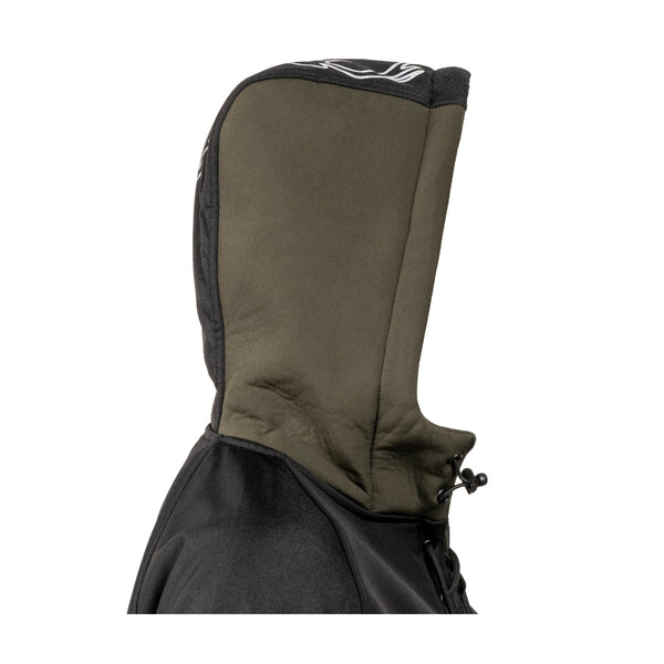 Black/Forest Green | Hunters Element Mens Tusk Bush Coat Image Showing Side View Of The Hood.