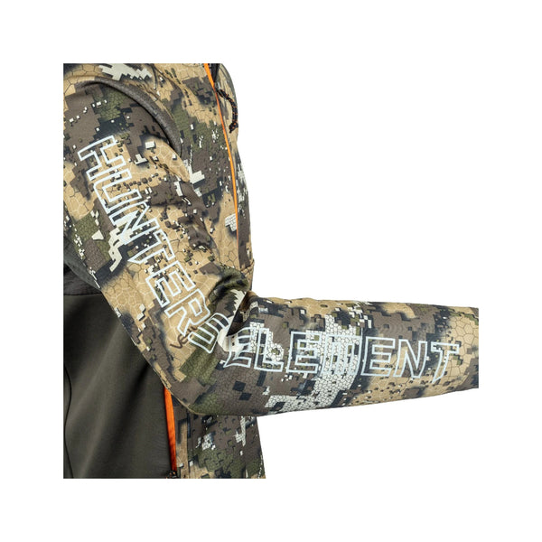 Desolve Veil | Hunters Element Mens Zenith Hood Image Showing Close Up View Of The Sleeve And Logo.